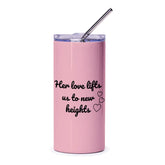 Her Love Lifts Tumbler, Inspirational Quote Tumbler, Positive Vibes Tumbler, Pink Tumbler Gift, Love Tumbler, Tumbler with Straw - Tawshia